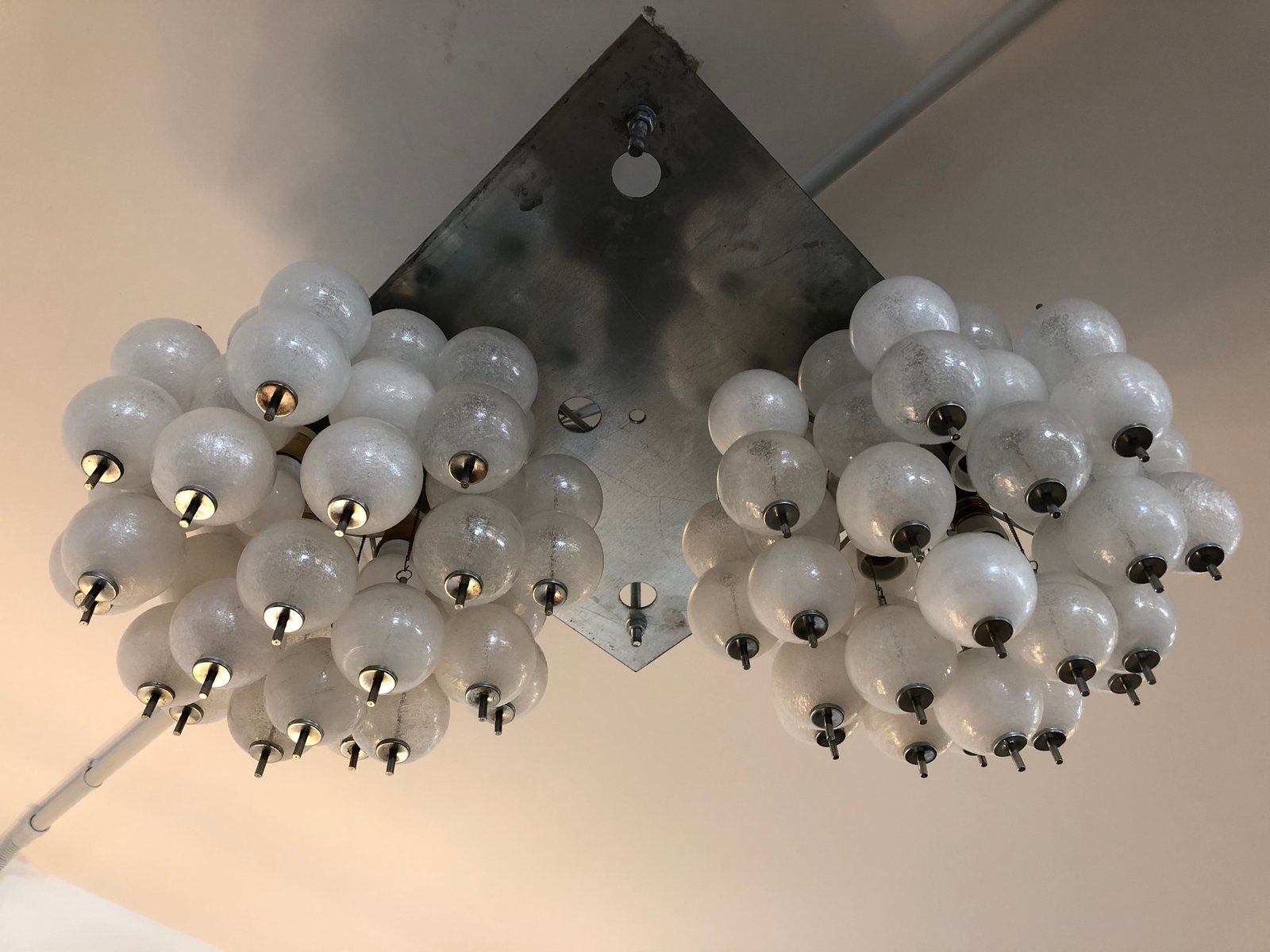 Murano Pulegoso Glass Chandeliers From Mazzega, 1970s, Set Of 2 photo for sale