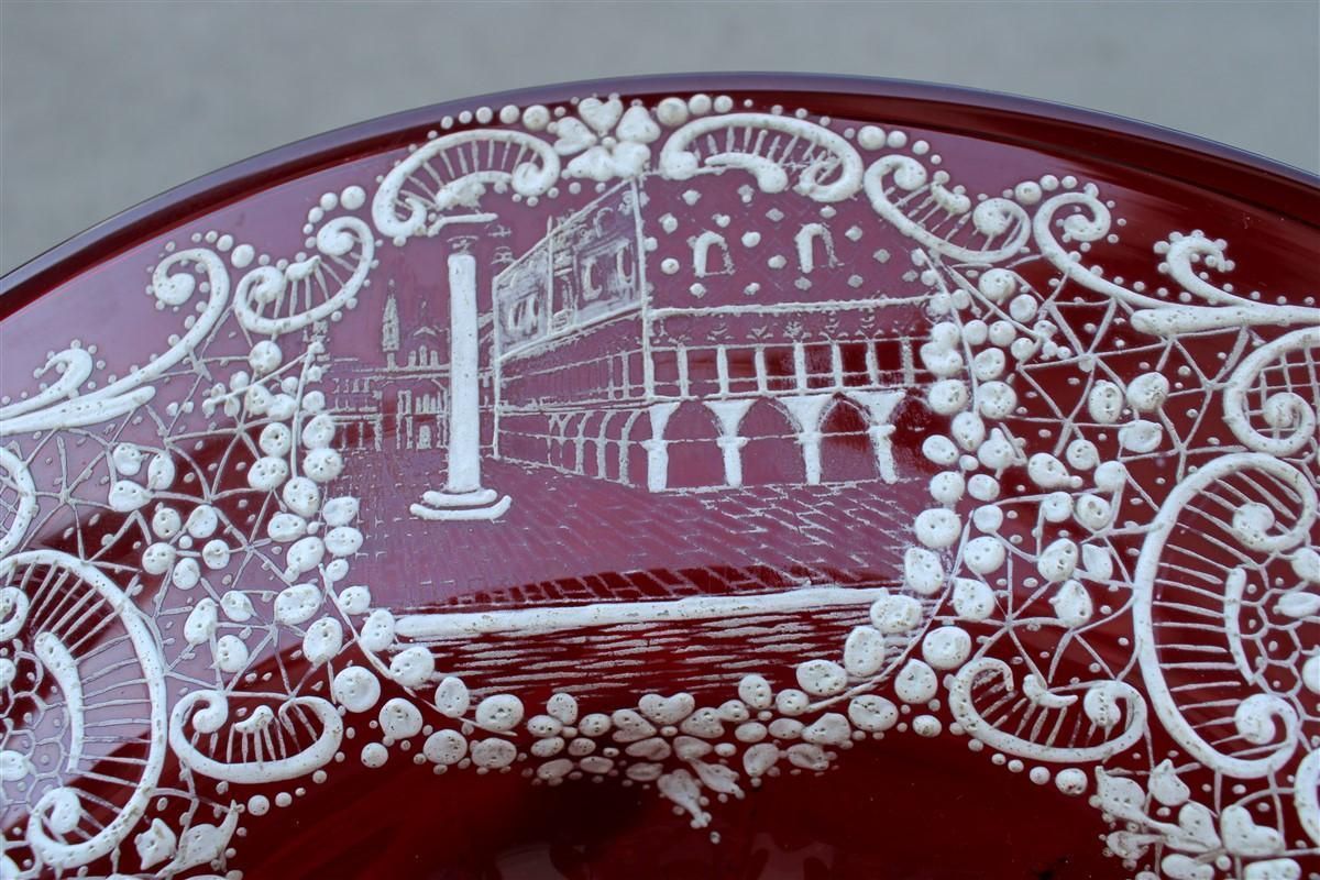 Red Rubin Murano Glass Decorative Bowl Style Of Zecchin Cappellin 1920s Italy photo buy