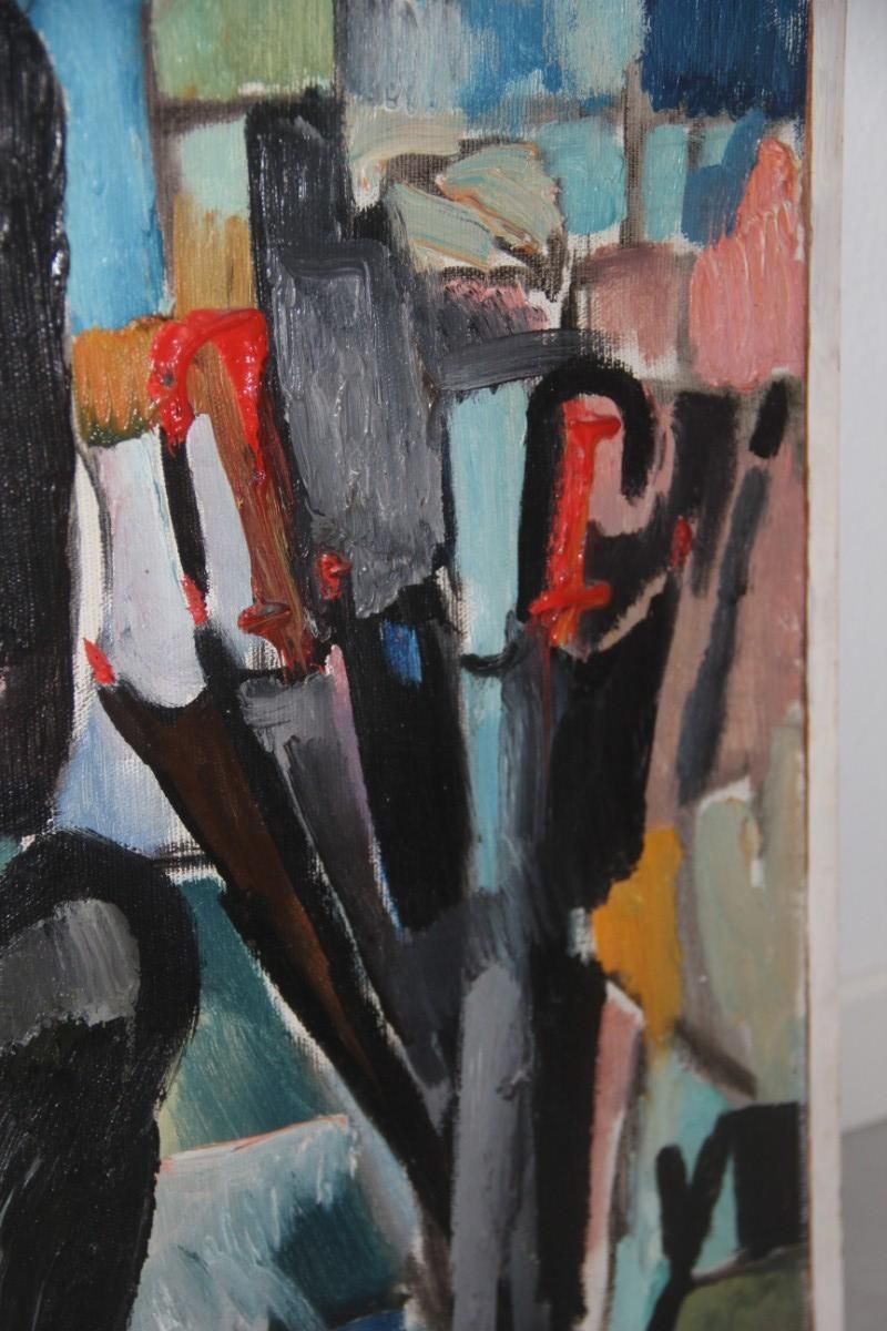 Art Oil On Canvas 1969 Depicting Jewish Priest With Signature In The Back photo