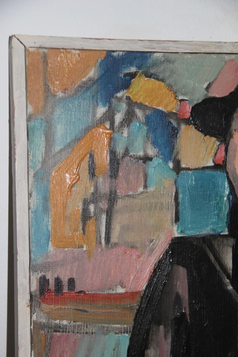 photo vintage Oil On Canvas 1969 Depicting Jewish Priest With Signature In The Back