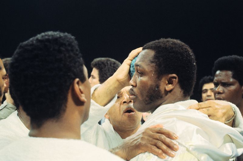 'Joe Frazier' Fight With Muhammad Ali 1974 C Type Print Framed In White photo furniture