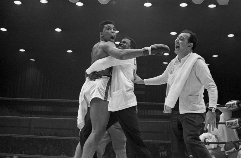 'Cassius Clay' Muhammad Ali Wins World Heavyweight Championship 1964 Archival Pigment Print Framed In Black photo furniture