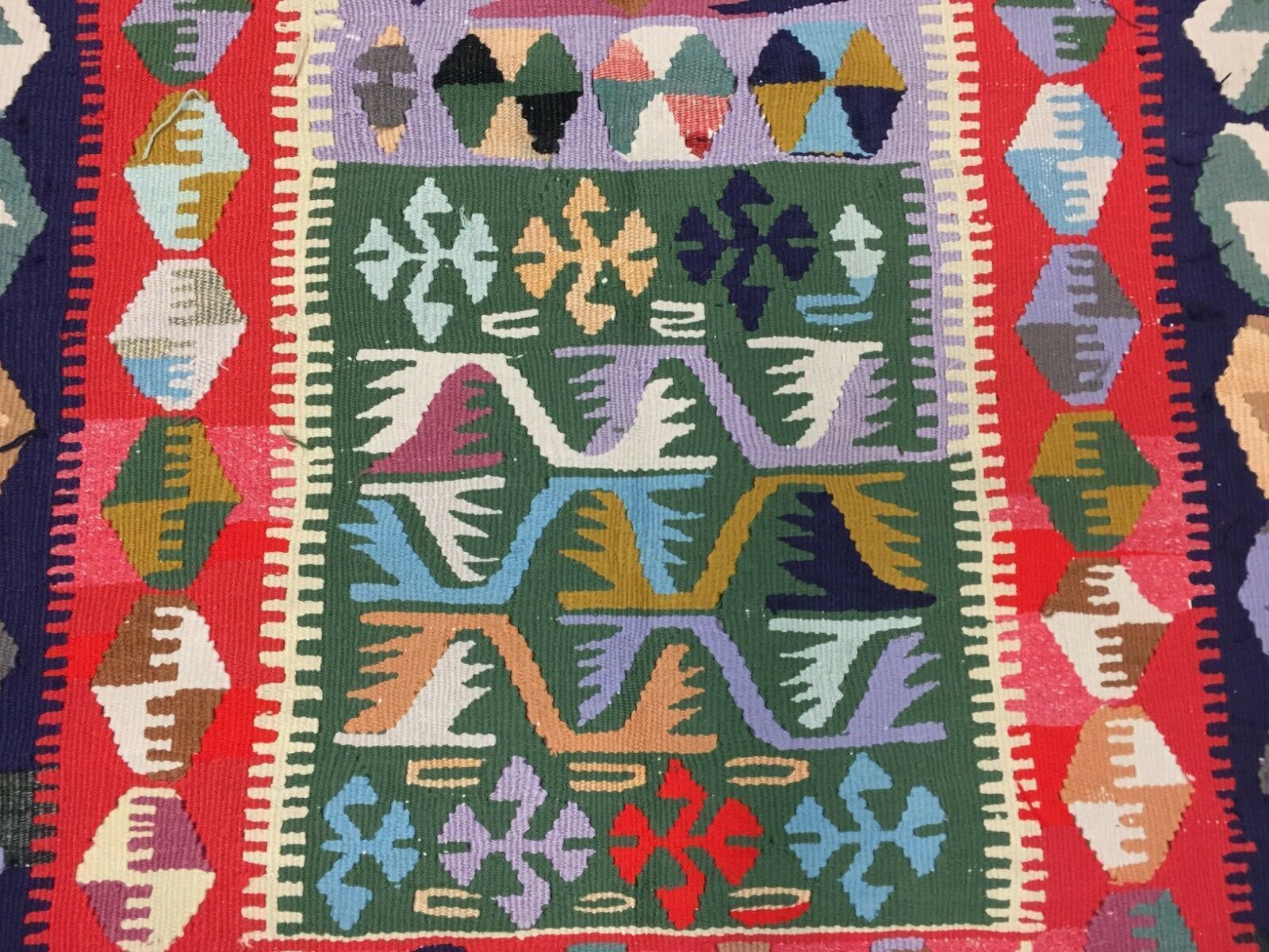 Small Vintage Turkish Kilim 131x88 Cm Tribal Kelim Rug, Black, Red, Blue, Green photo buy