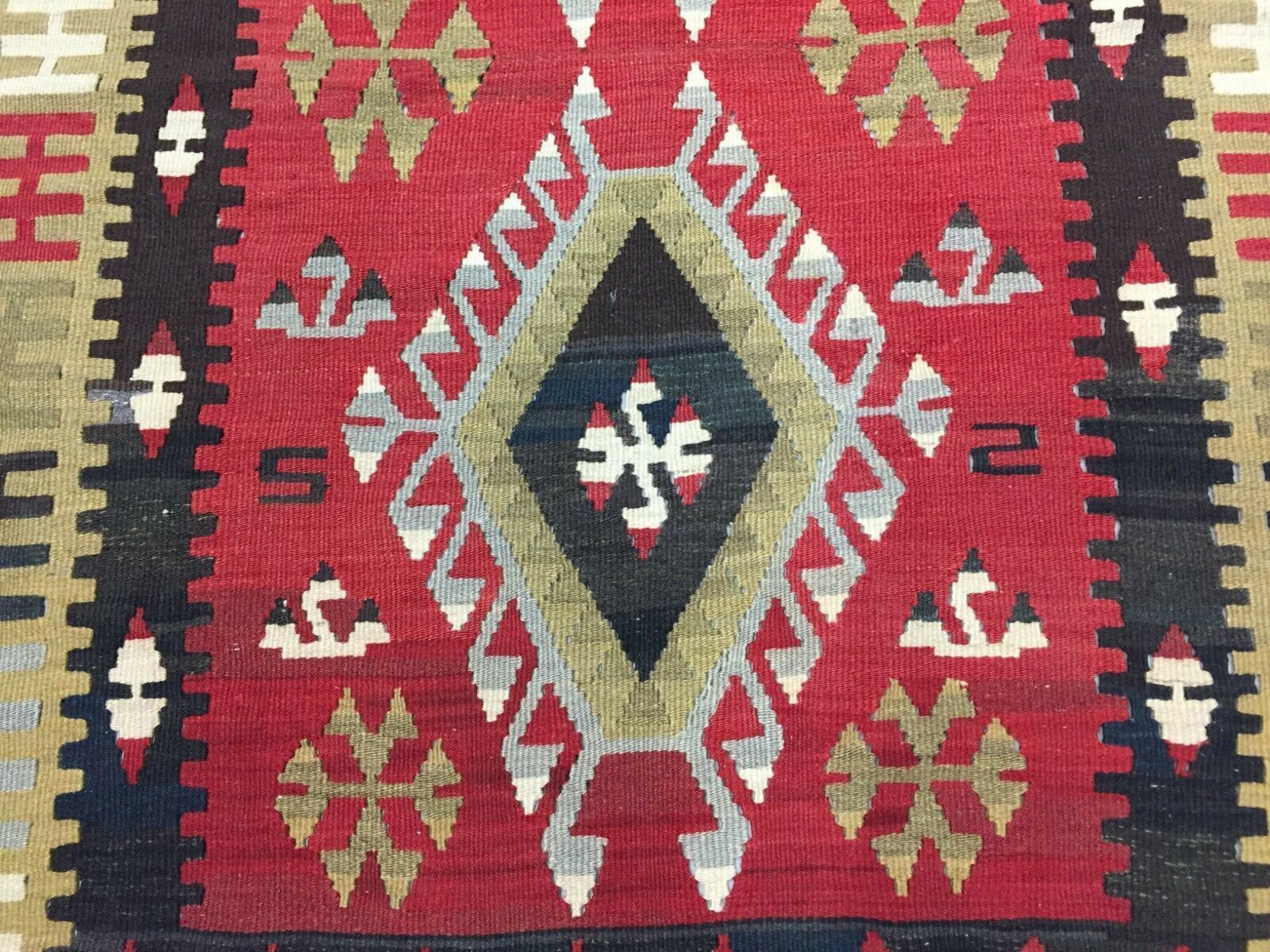 Vintage Turkish Kilim 151x94 Cm Tribal Kelim Rug, Black, Red, Beige, Medium photo 365.0