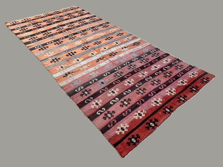 Vintage Turkish Kilim 350x160 Cm Tribal Kelim Rug Large photo furniture