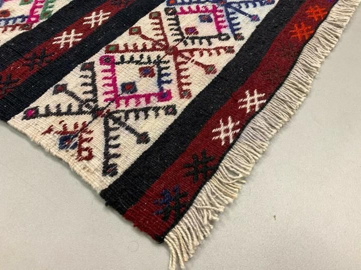 Vintage Turkish Kilim 210x128 Cm Wool Kelim Rug Beige, Brown, Black, Large photo 395.0
