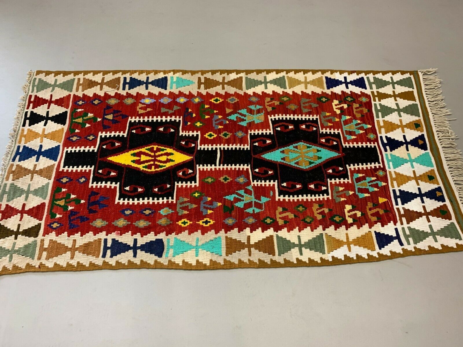 photo buy Small Vintage Turkish Kilim 180x93 Cm Wool Kelim Rug Red