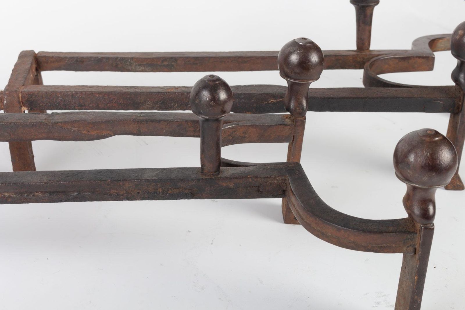 Pair Of Fireplace Dogs In Patinated Bronze, 19th Century photo vinterior