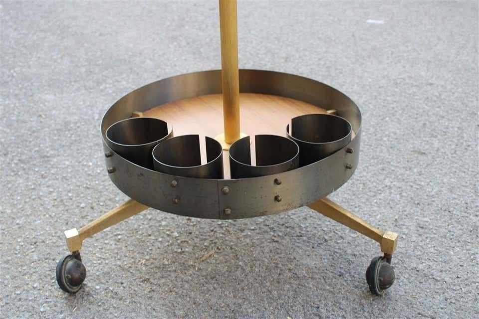 Round Bar Trolley In Brass Curved Steel Italian Midcentury Design photo for sale