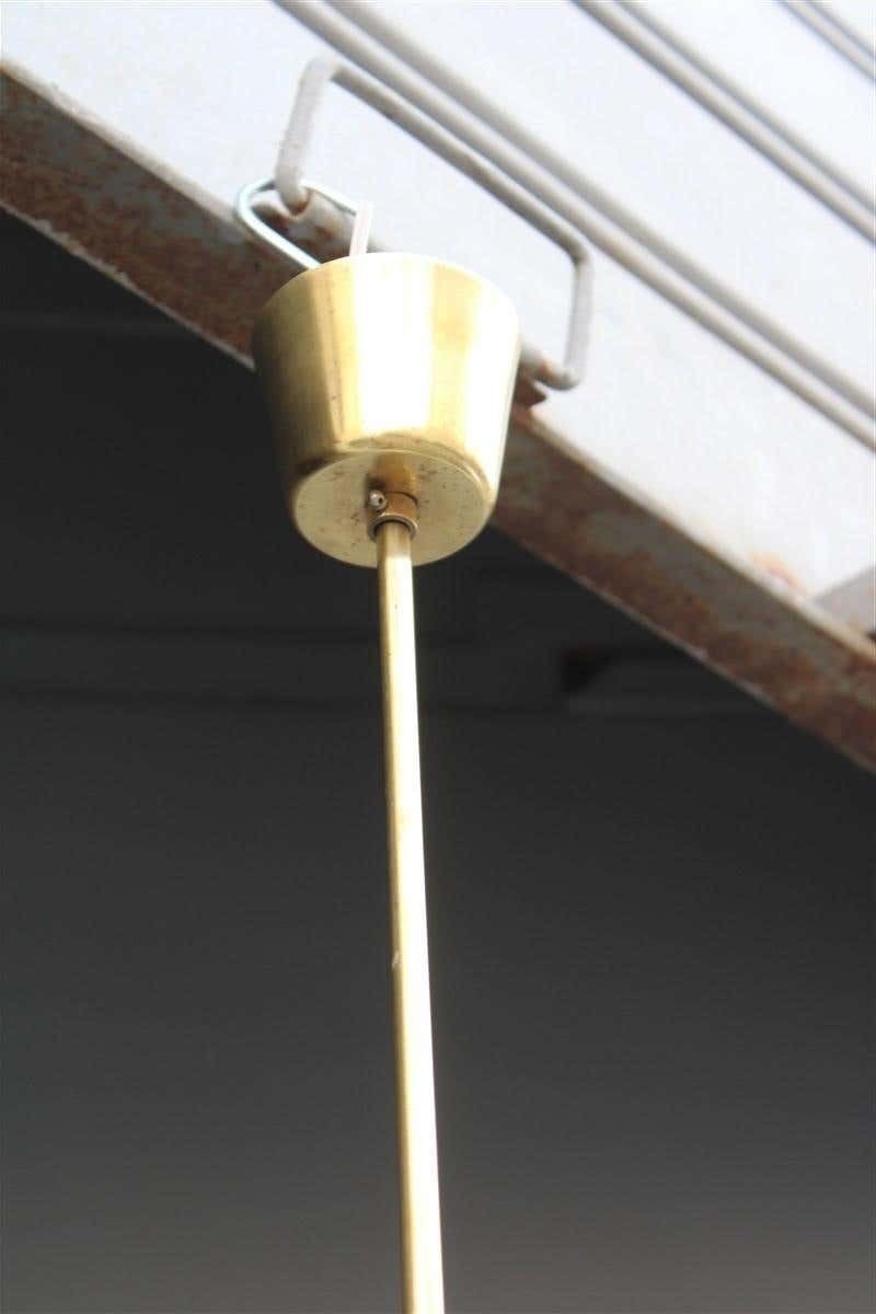 photo furniture Minimal Midcentury Italian Design Chandelier Brass Gold White Glass Stilnovo