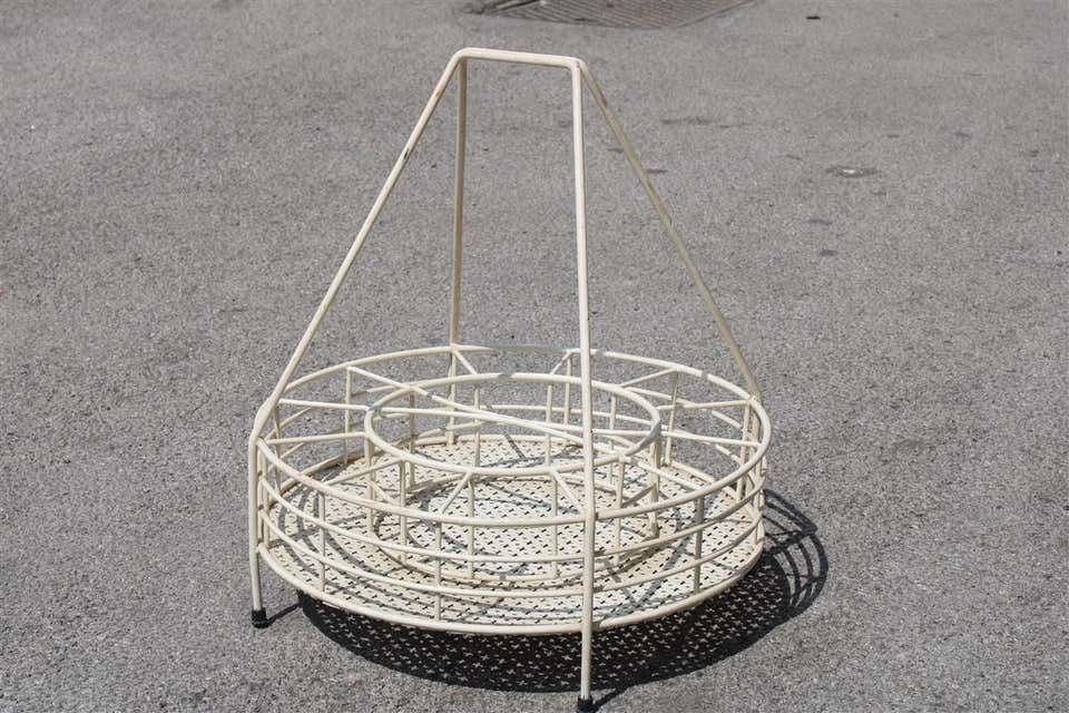 Portable Bar In Perforated White Curved Metal French Design Midcentury, 1950s photo 1676.0