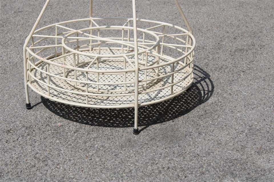 Portable Bar In Perforated White Curved Metal French Design Midcentury, 1950s photo vinterior