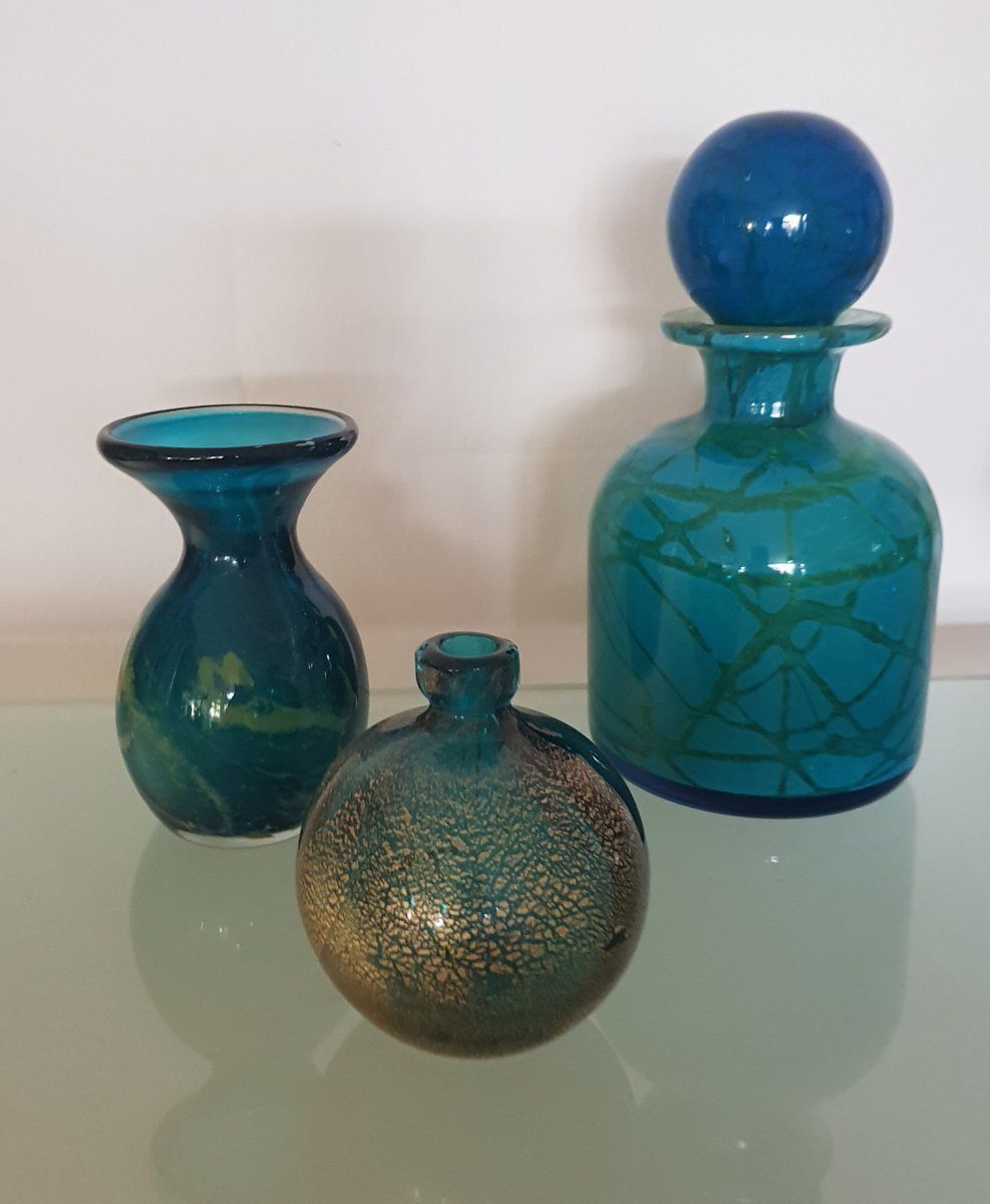 Vase And Carafe Set By Michael Harris For Mdina, 1970s, Set Of 3 photo furniture