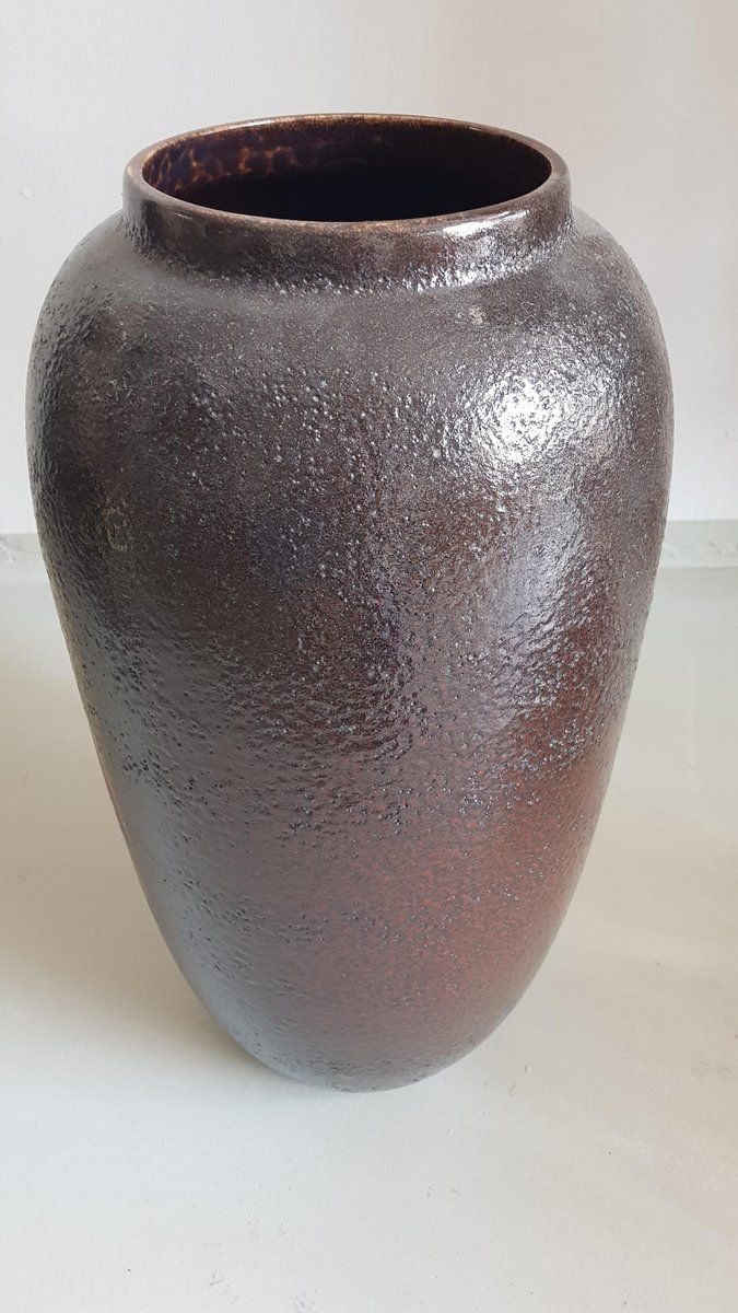 German Ceramic Floor Vase With Horses From Scheurich, 1960s photo for sale