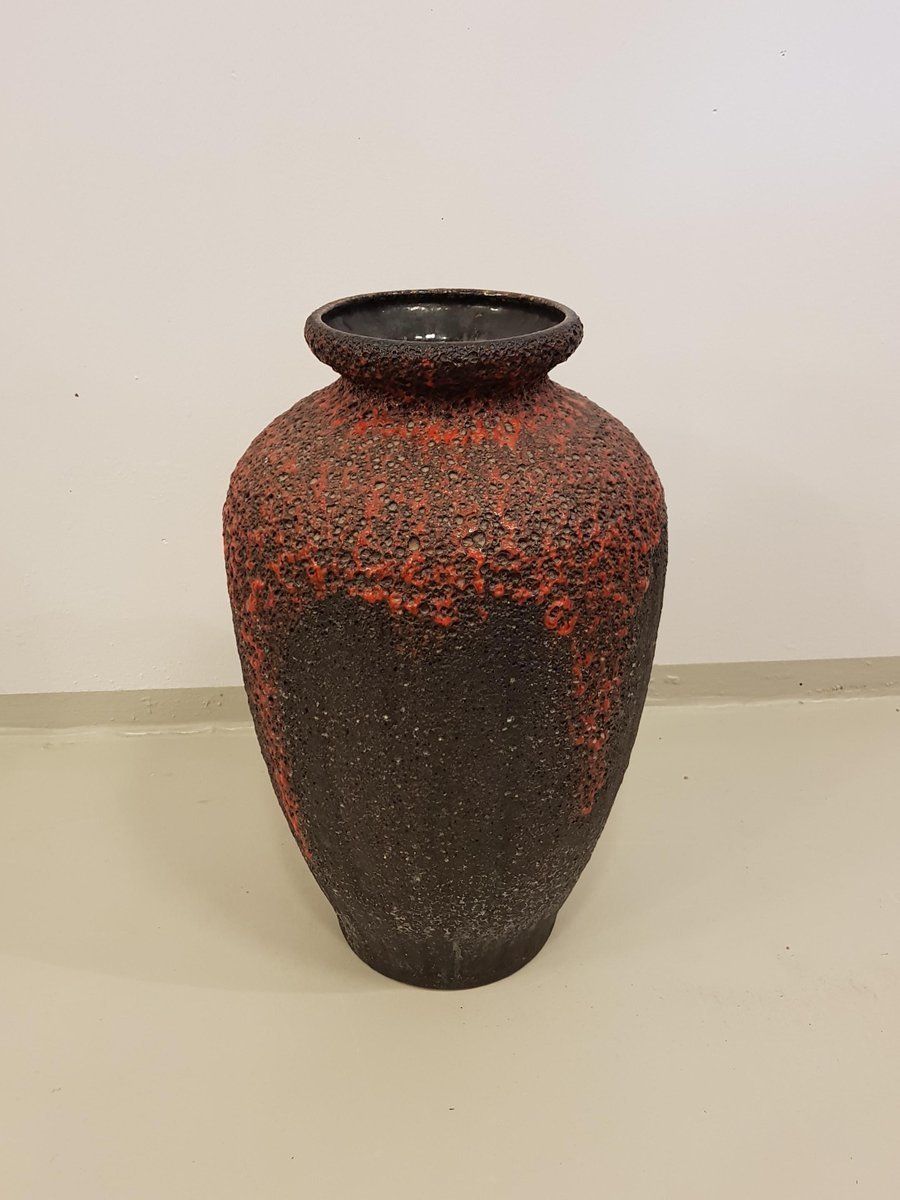 German Ceramic Fat Lava Floor Vase From Wilhelm Fohr, 1970s photo for sale