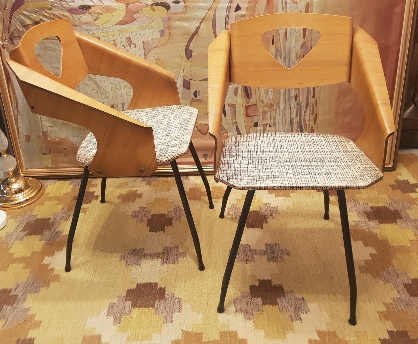 Italian Plywood Dining Chairs By Carlo Ratti For Industrial Legni Curva, 1950s, Set Of 2 photo for sale