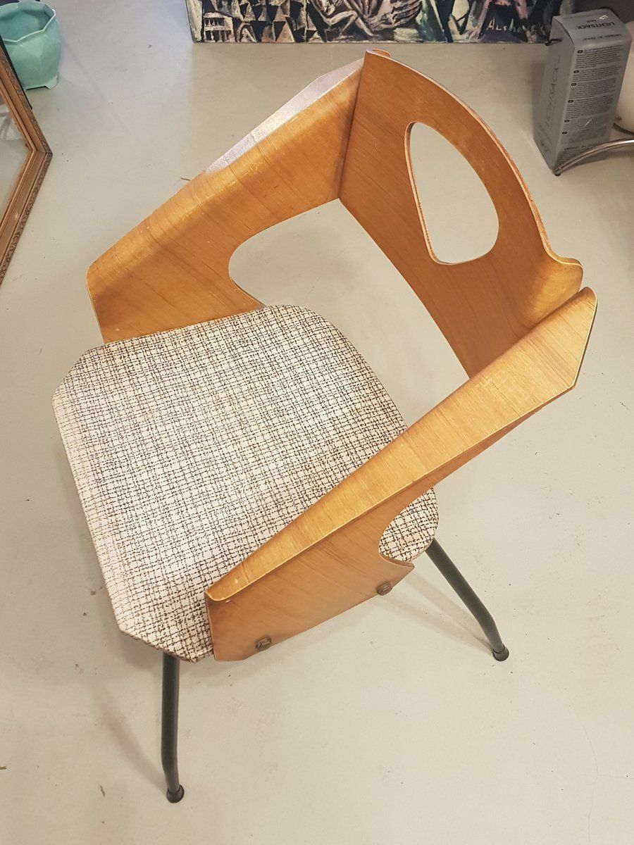 Italian Plywood Dining Chairs By Carlo Ratti For Industrial Legni Curva, 1950s, Set Of 2 photo Furniture