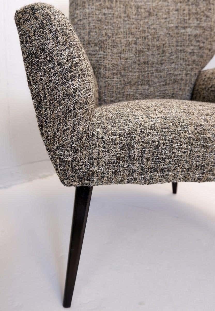 Pair Of Armchairs Black Lacquered Wood Legs, New Upholstery, Italy, 1950s photo furniture