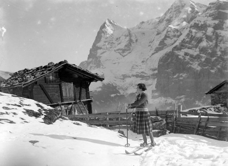 'Murren Switzerland' 1922 Oversize Archival Pigment Print Framed In Black photo furniture