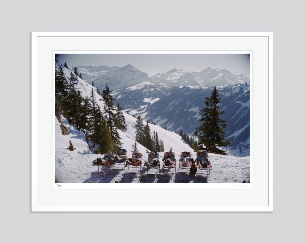Slim Aarons 'Lounging In Gstaad' Skiing Austria Oversize C Type Print Framed In White