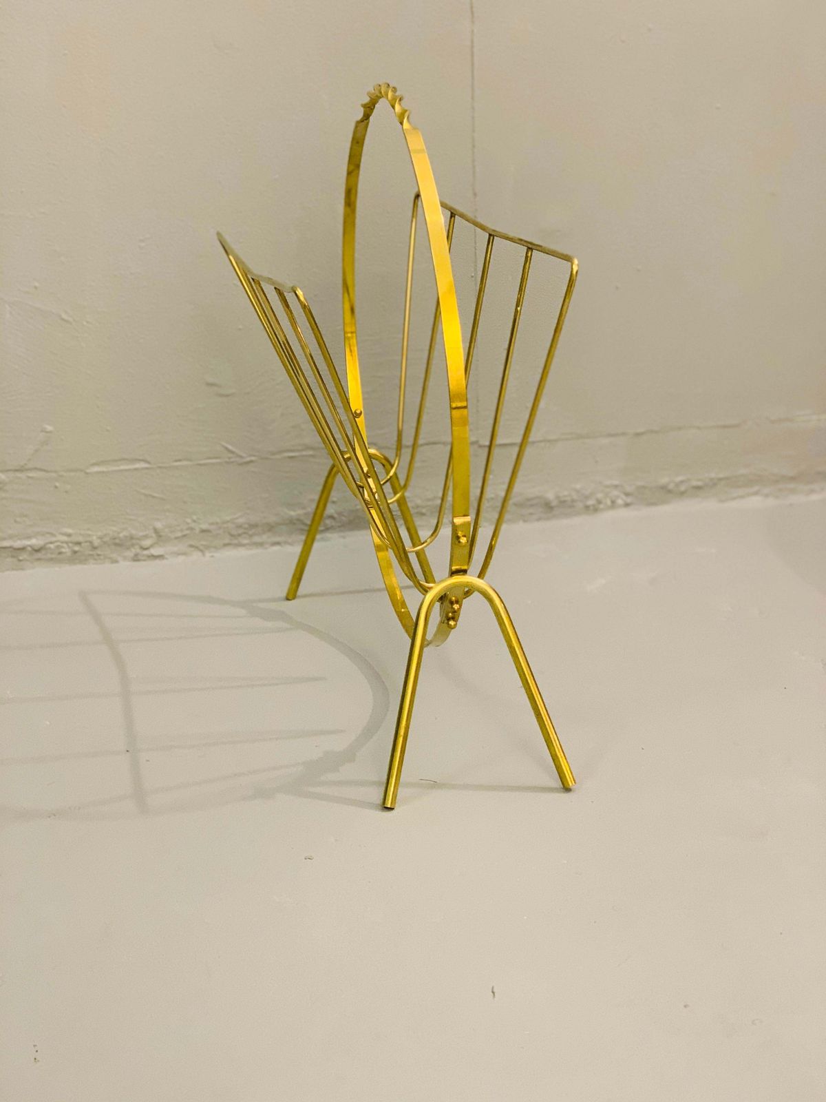 Italian Brass Magazine Rack, 1960s photo furniture