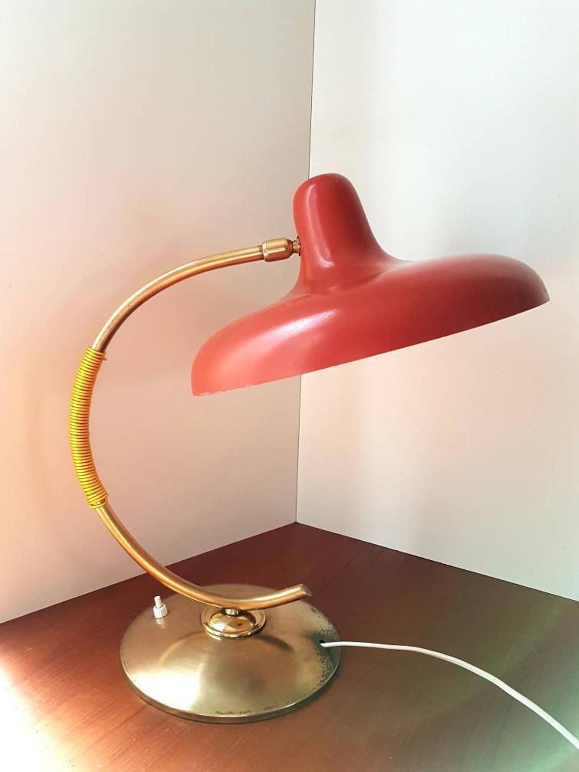 Elegant And Large Mid Century Modern Italian Table Desk Lamp, Stilnovo Arteluce Arredoluce Era, 1950s