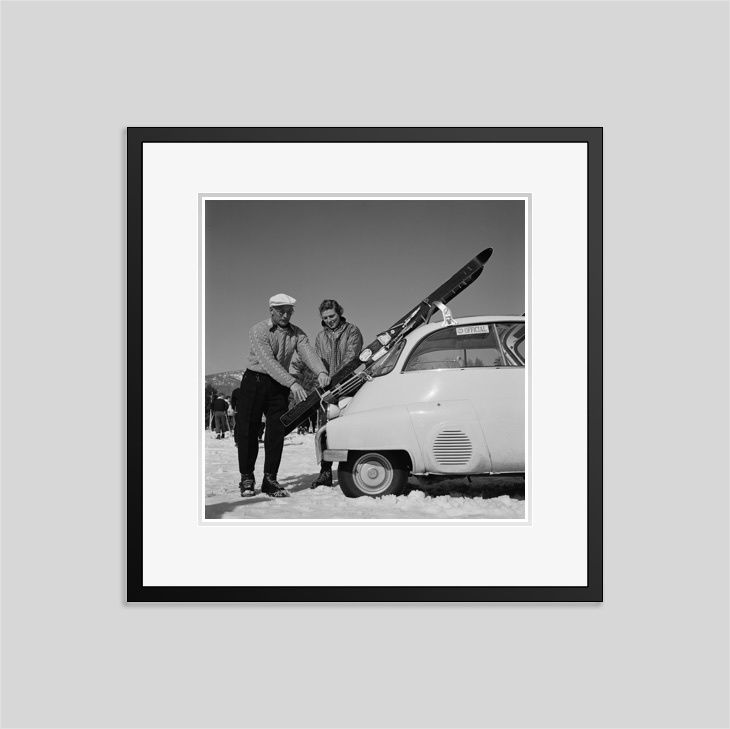 Slim Aarons 'New England Skiing Essentials' 1955 Sliver Gelatin Print Framed In Black