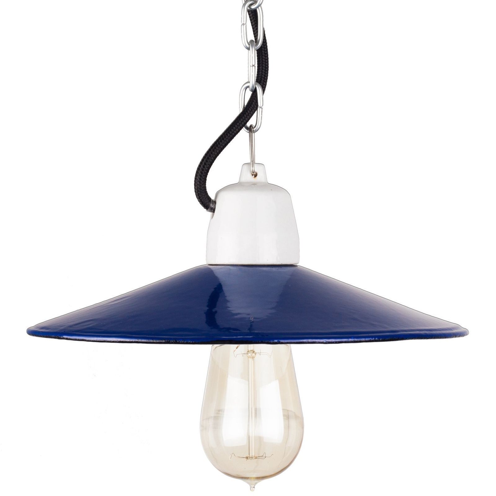Spodek Dark Blue Authentic Industrial Lamp From 60s