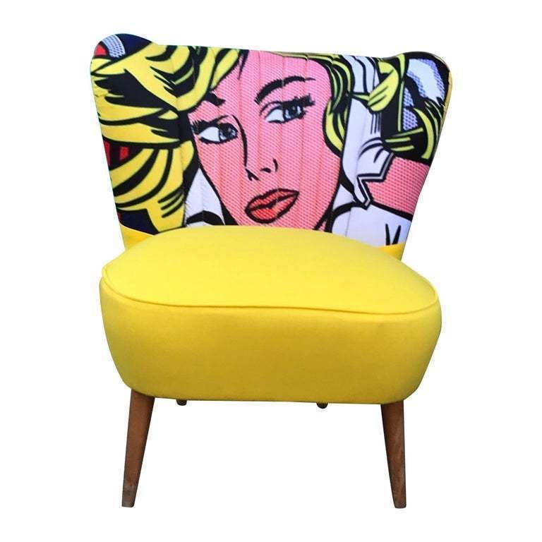 Cocktailfauteuil uit de jaren 1950 met foto van Marilyn Monroe photo furniture