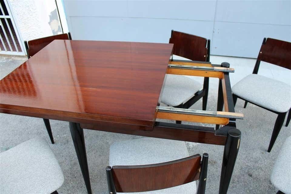 Mid Century Dining Room Sets Teak Wood Brass Italian Design Extendable Table photo 4222.0