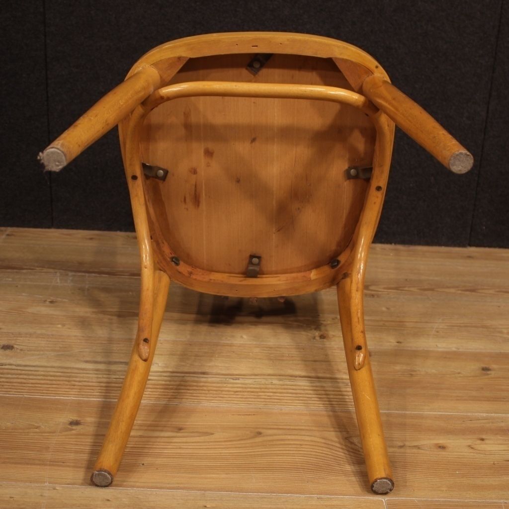 photo for sale Italian Design Chairs In Exotic Wood And Faux Leather From 60s