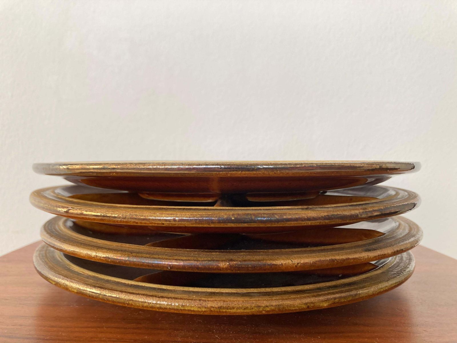 Set Of Four Fondue Plates, Gien Pottery, France / 1970s photo for sale