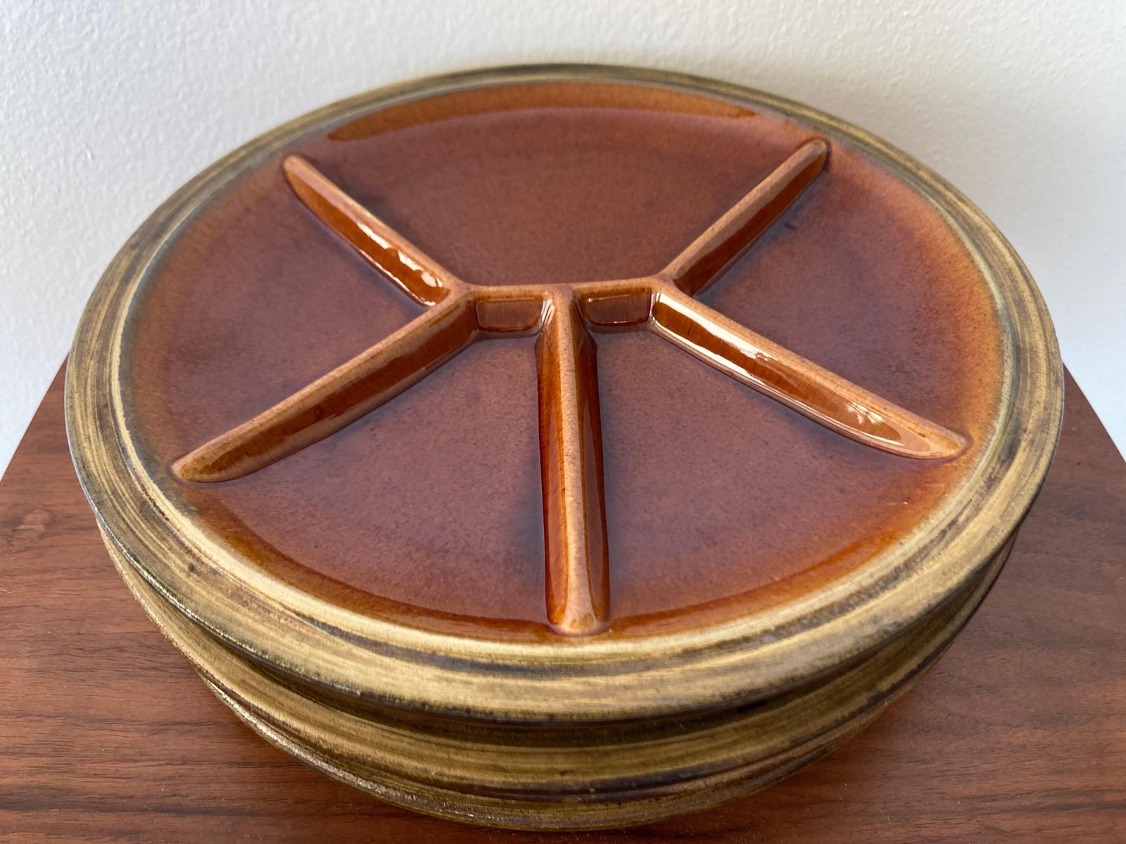 Set Of Four Fondue Plates, Gien Pottery, France / 1970s photo Home Decor