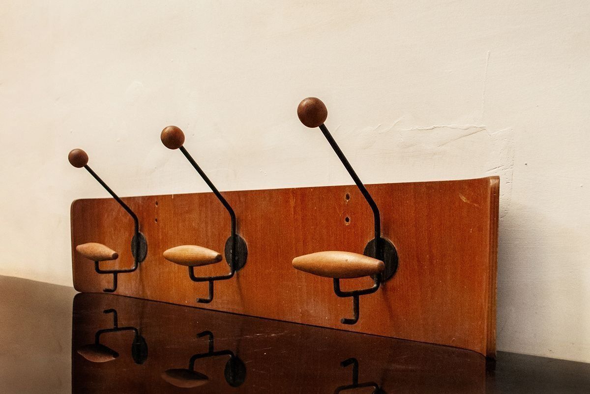 Italian Curved Plywood Coat Rack From Fratelli Reguitti, 1950s photo furniture