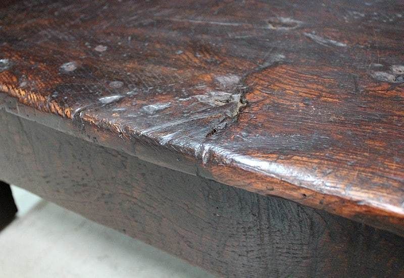 photo vintage Large Oak Bench With High Backsplash   17th Century