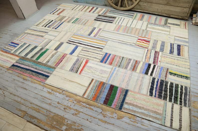 300x397 Cm Scandinavian Style Rag Rug, Natural Cotton Area Rug, Striped Handmade Kilim Rag Rugs, Handwoven Vintage Area Rug, Turkish Rug 9.8x13 photo furniture