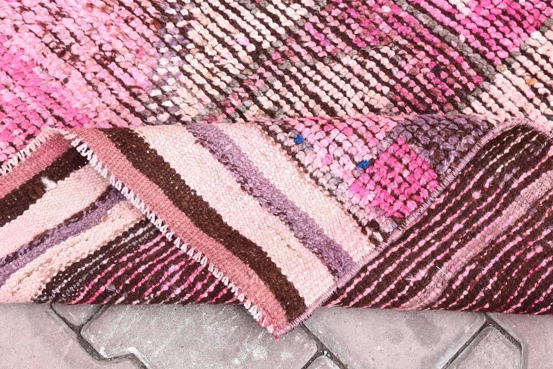 photo for sale 91x320 Cm Turkish Oushak Vintage Runner, Wool Runner, Handmade, Runner Rug, Turkish Rug, Hallway Runner, Home Decor, Pink Shabby Chic Modern