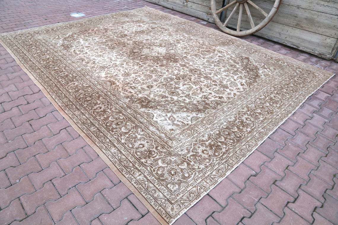 294x377 Cm Rare, Turkish Rug, Oriental, Living Room Area Rug, Rugs, Neutral Hand Knotted, Traditional Wool Rug, Pinkish Faded Brown, Beige photo furniture