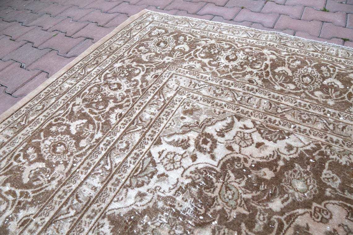 294x377 Cm Rare, Turkish Rug, Oriental, Living Room Area Rug, Rugs, Neutral Hand Knotted, Traditional Wool Rug, Pinkish Faded Brown, Beige photo buy