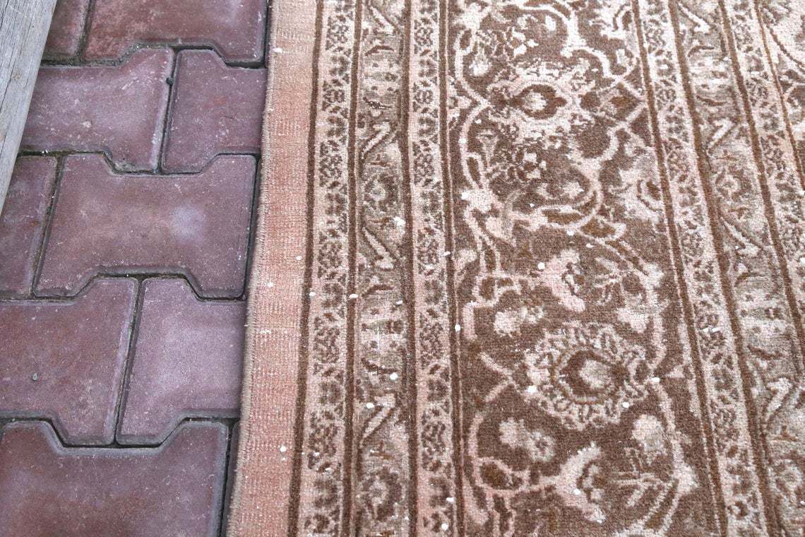294x377 Cm Rare, Turkish Rug, Oriental, Living Room Area Rug, Rugs, Neutral Hand Knotted, Traditional Wool Rug, Pinkish Faded Brown, Beige photo vintage
