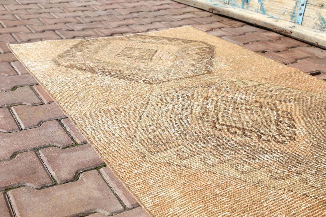 93x330 Cm Turkish Runner Turkish Rug, Runners, Handmade Rugs Runner, Turkey Rug, Rugs, Runner Rug Turkey, Faded Brown, Beige Boho Chic photo for sale
