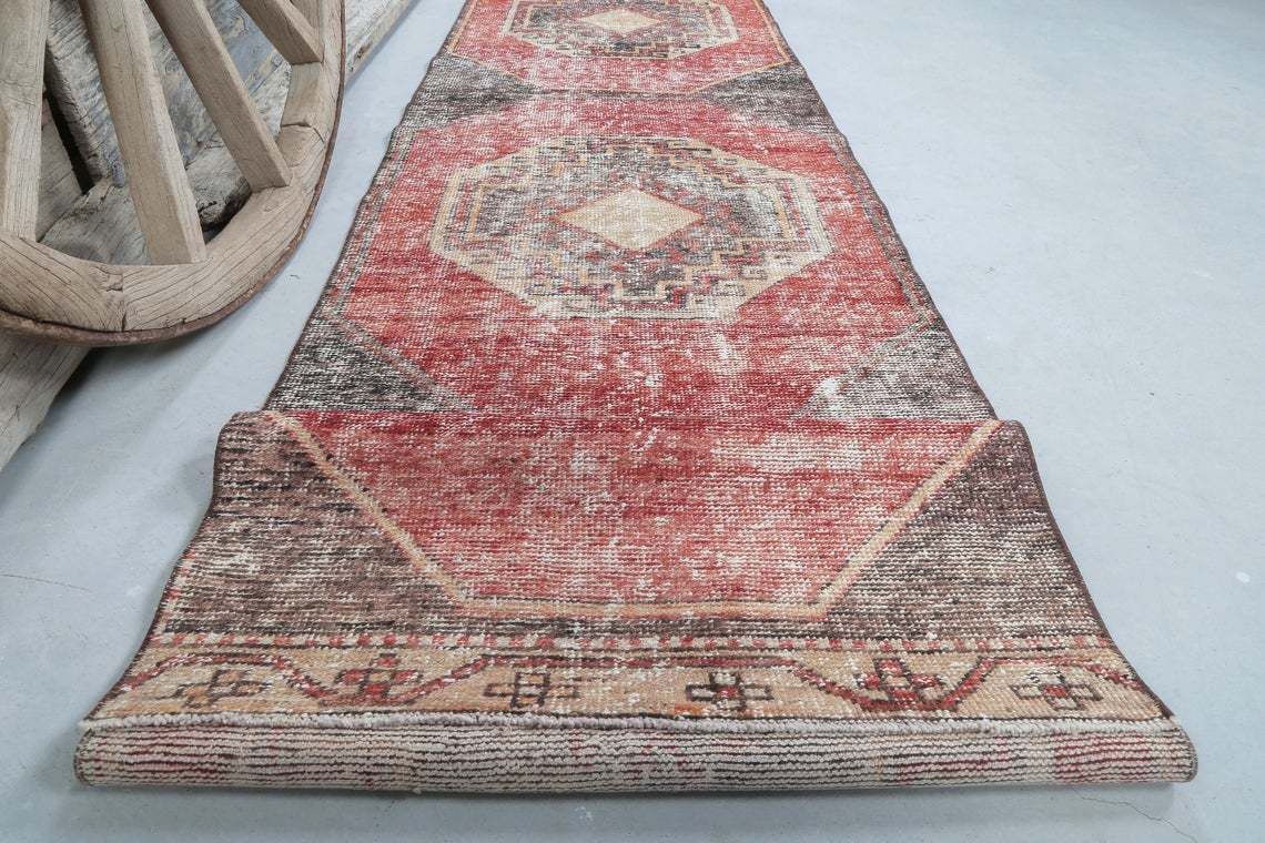 photo furniture 82x349 Cm Pastel Geometric Runner, Turkish Faded Red Oushak Runner Rug, Hallway Vintage Runner Handmade Runners, Kitchen Geometric Rugs