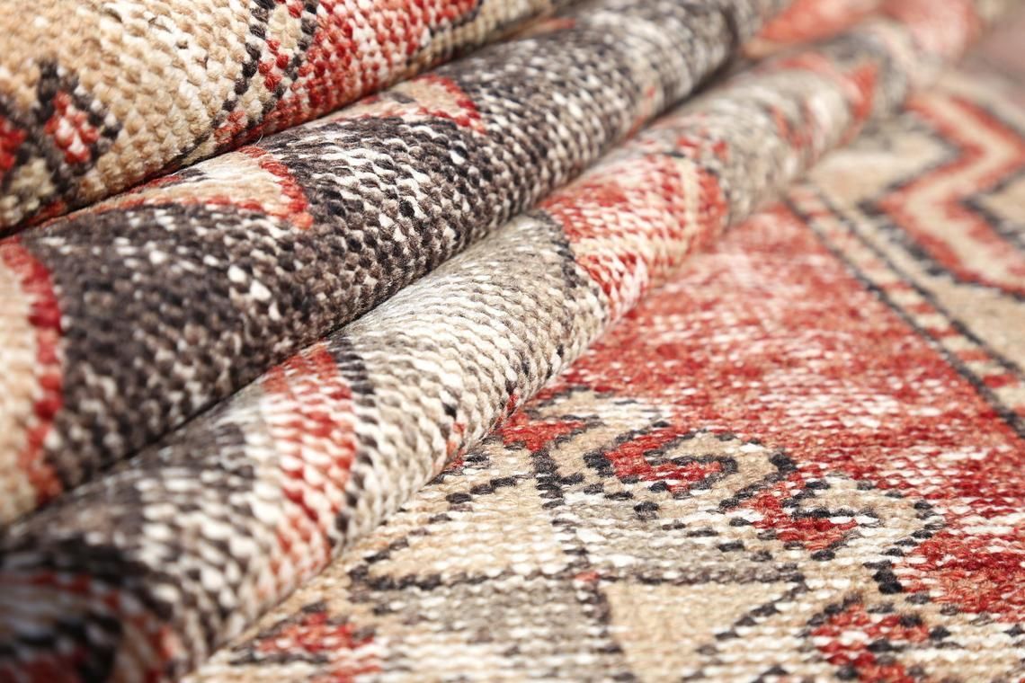 114x389 Cm Turkish Runner Rug, Rugs Runner, Vintage Runner, Runner Rug Red, Turkish Runner Rug, Oushak Runner, Hallway Faded Red Diamond photo vintage