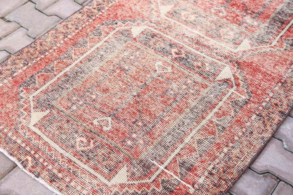98x330 Cm Turkish Runner, Vintage Runner, Oushak Runner, Turkish Rug, Runner Rug, Vintage Rug, Faded Red, Rug Runner, Bohemian, Distressed photo 323.0