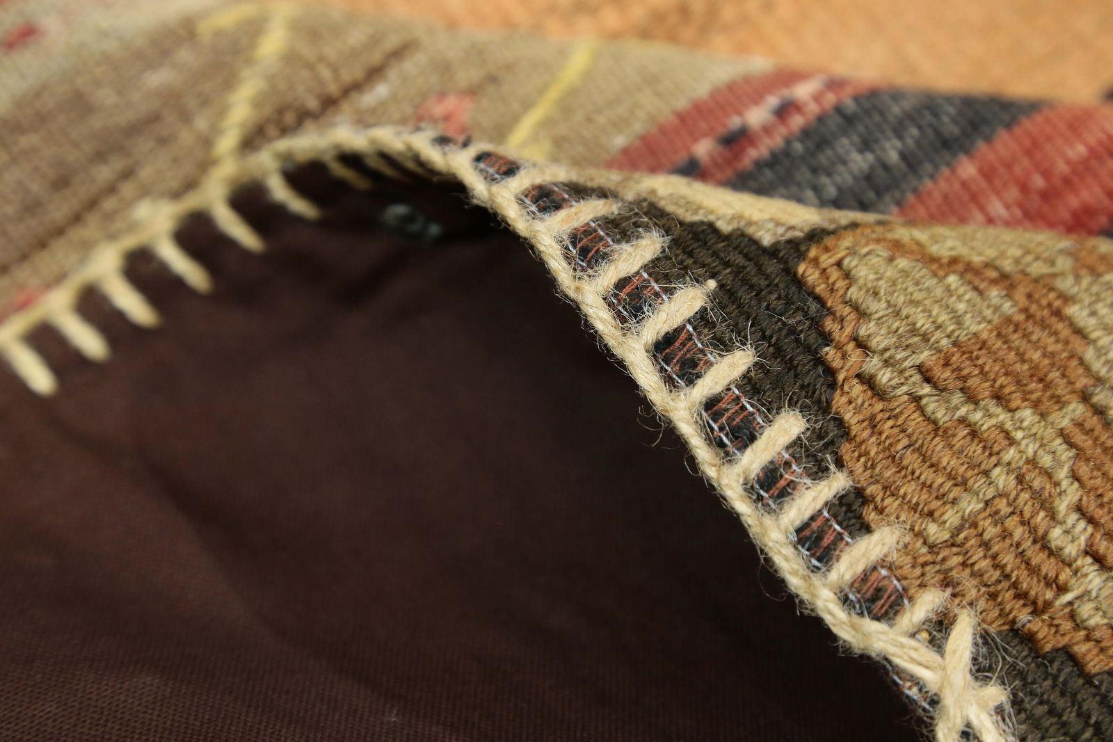 photo for sale 226x369 Cm Traditional Patchwork Kilim Rug, Beige Brown Colors, Natural Turkish Area Rug, Large Mid Century Modern Kilim Patchwork Rug