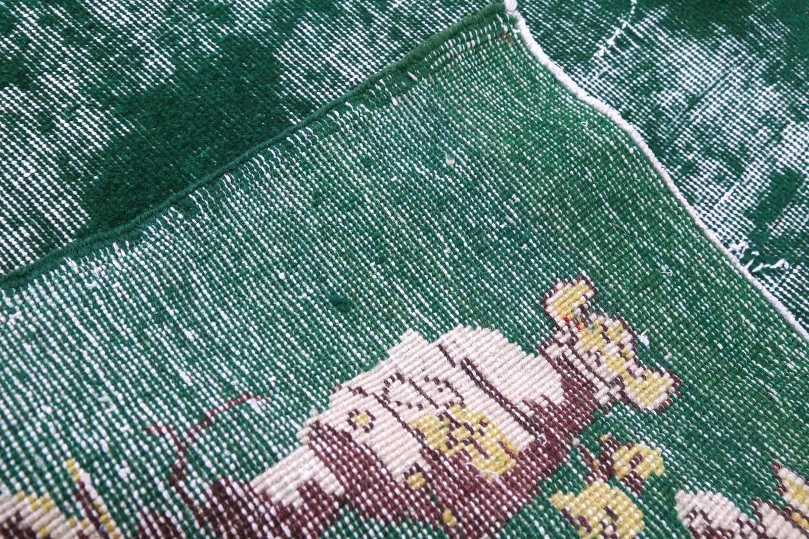 208x338 Cm Turkish Rug, Distressed, Oushak, Green, Area Rug, Wool Rug, Oriental Rug, Home Decor, Turkey Rug, Green Rug, Floral photo buy