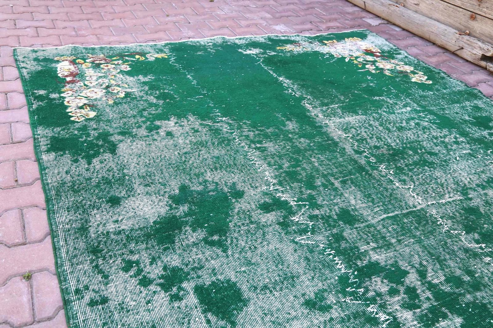 photo for sale 208x338 Cm Turkish Rug, Distressed, Oushak, Green, Area Rug, Wool Rug, Oriental Rug, Home Decor, Turkey Rug, Green Rug, Floral
