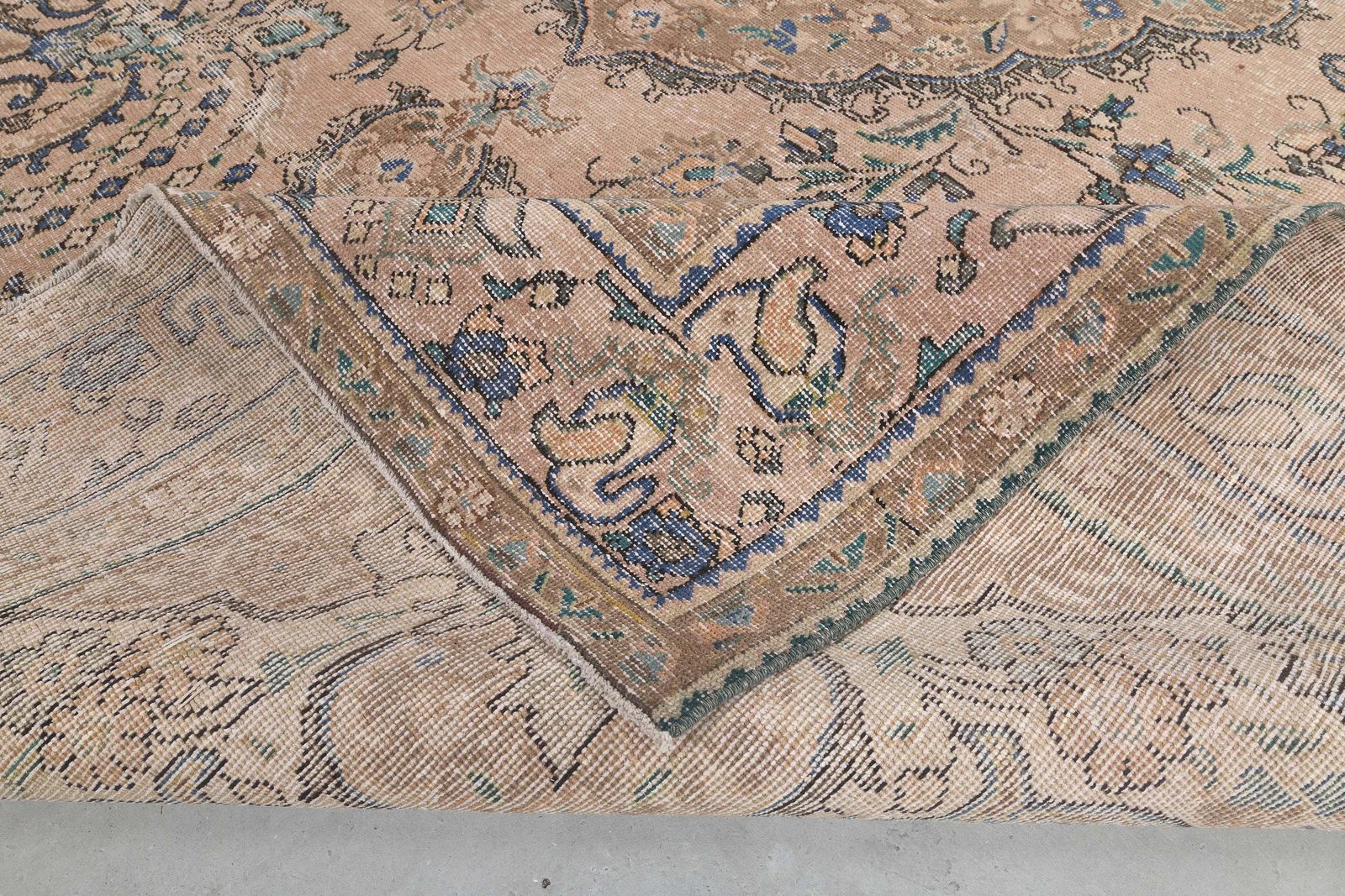 photo furniture 288x378 Cm Faded Beige Brown Turkish Rug, Vintage Rug, Wool Handmade Rug, Oriental Rug, Home Decor Living Room Rug Extra Large Navy Blue Motif