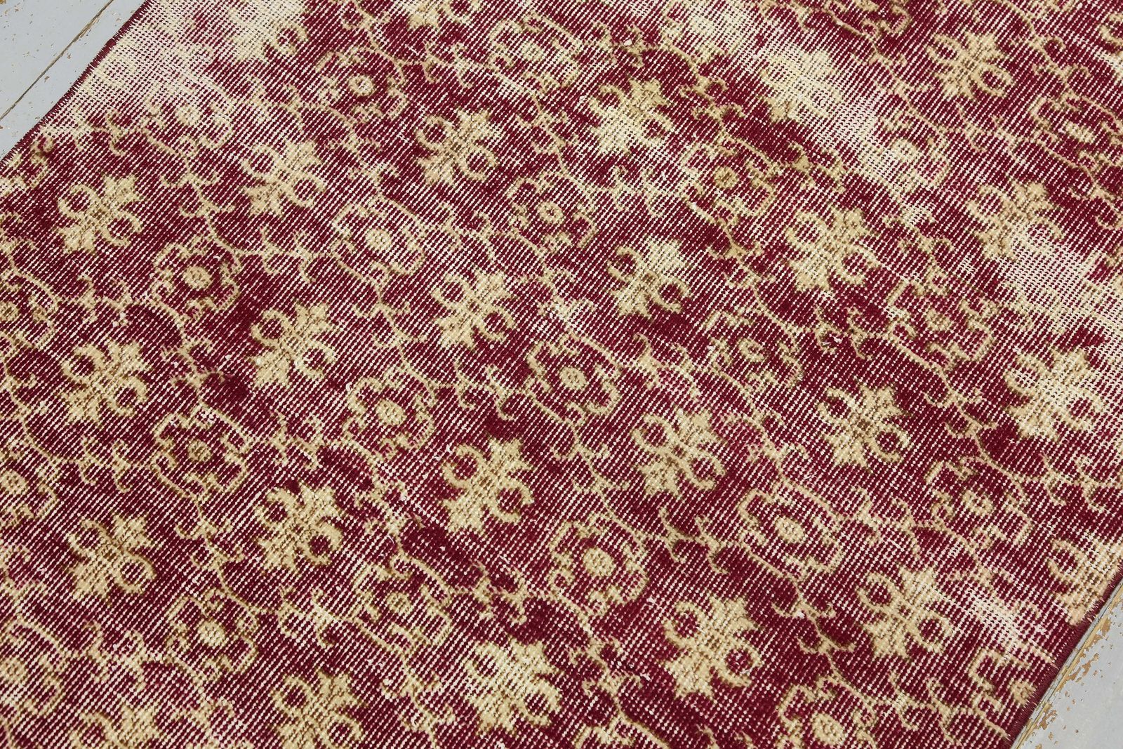 97x232 Cm Turkish Runner, Vintage Runner, Distressed, Oushak Runner, Bohemian, Wool, Red, Runner Rug, Ikat, Yellow, Rugs photo vintage