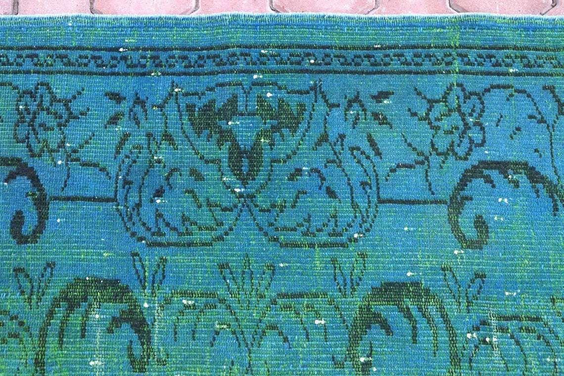 6.1x9.5, Modern, Turkish Rug, Vintage Rug, Area Rug, Turquoise Oushak Rug, Floor Decor, Teal, Blue, Greenish Central Motif Unique, Suffe Art photo vinterior